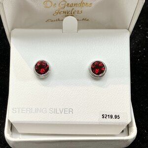 Garnet Silver Earrings